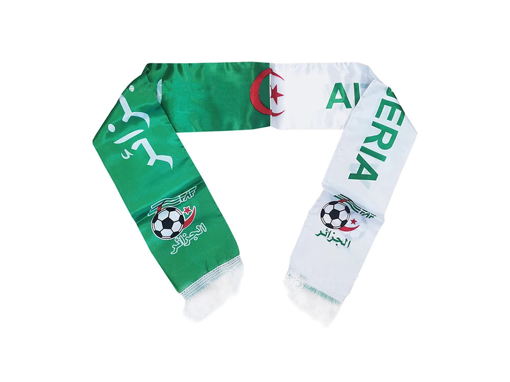 Algeria Flag Football Scarf – Satin Supporter Scarf (14×130cm)