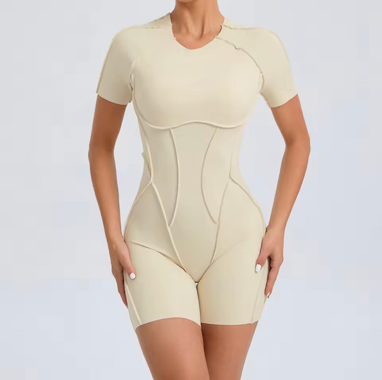 Short Jumpsuit Gym Clothes for Women – Backless Scrunch Booty Yoga Sportswear Outfit