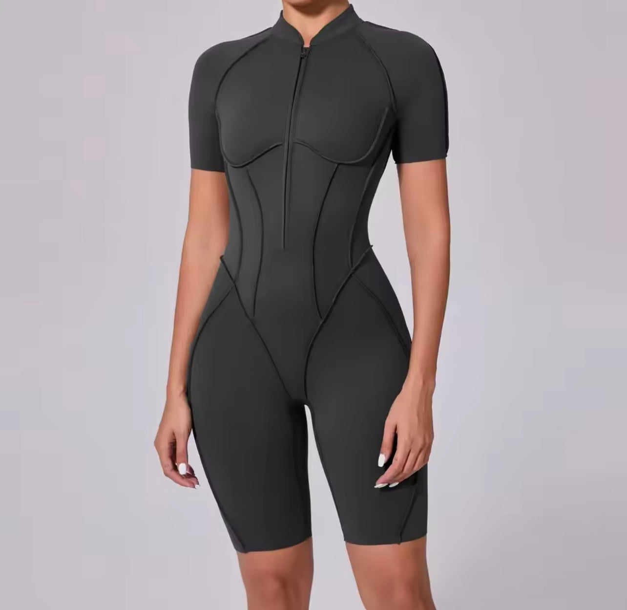 Short Jumpsuit Gym Clothes for Women – Backless Scrunch Booty Yoga Sportswear Outfit