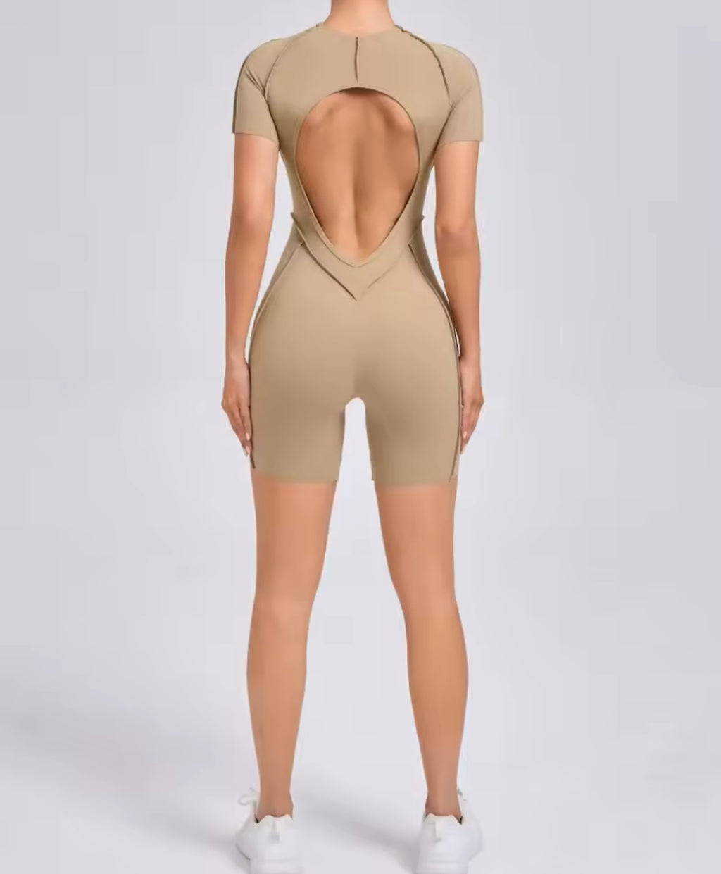 Short Jumpsuit Gym Clothes for Women – Backless Scrunch Booty Yoga Sportswear Outfit