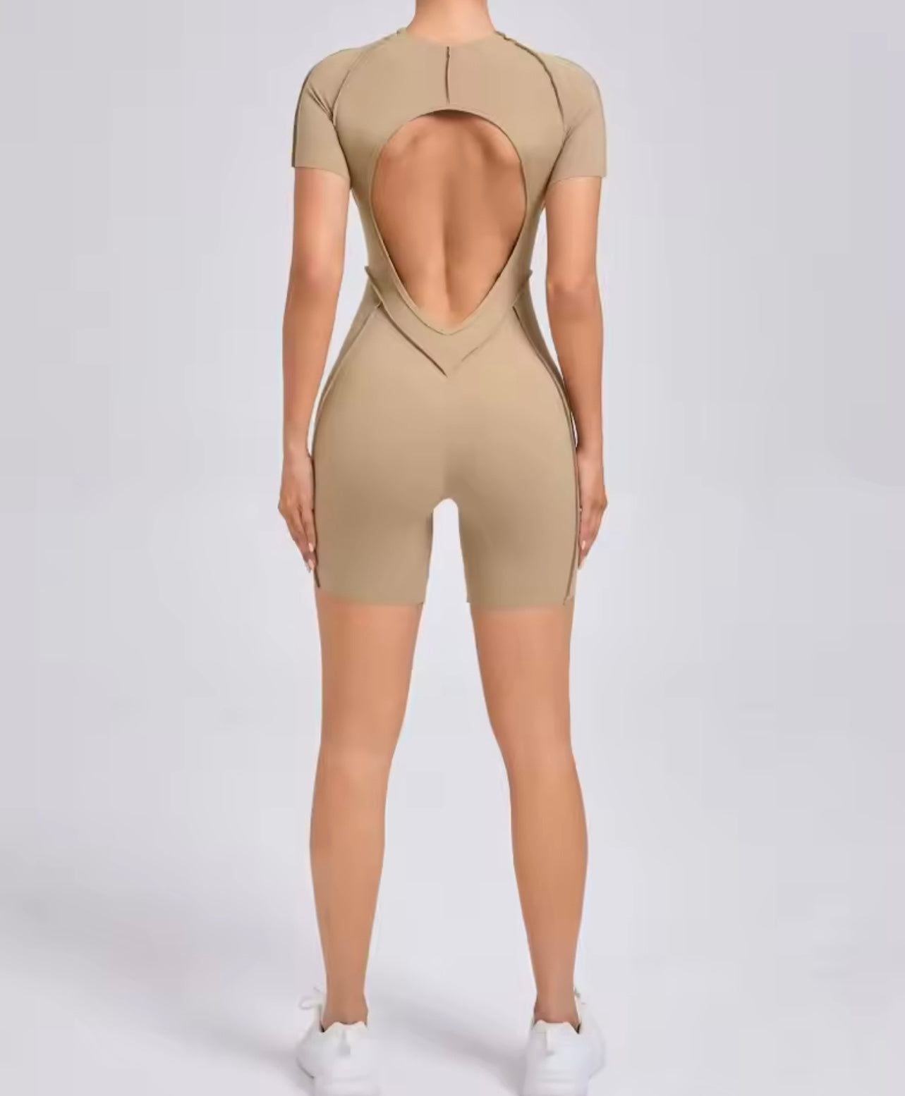 Short Jumpsuit Gym Clothes for Women – Backless Scrunch Booty Yoga Sportswear Outfit