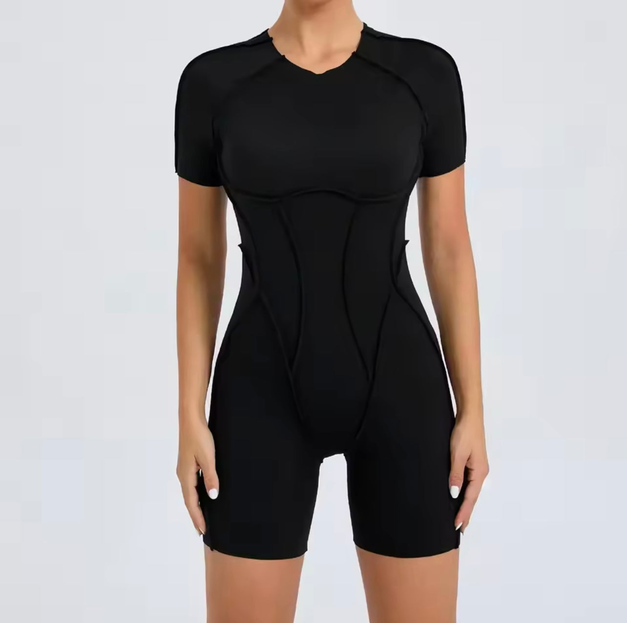 Short Jumpsuit Gym Clothes for Women – Backless Scrunch Booty Yoga Sportswear Outfit