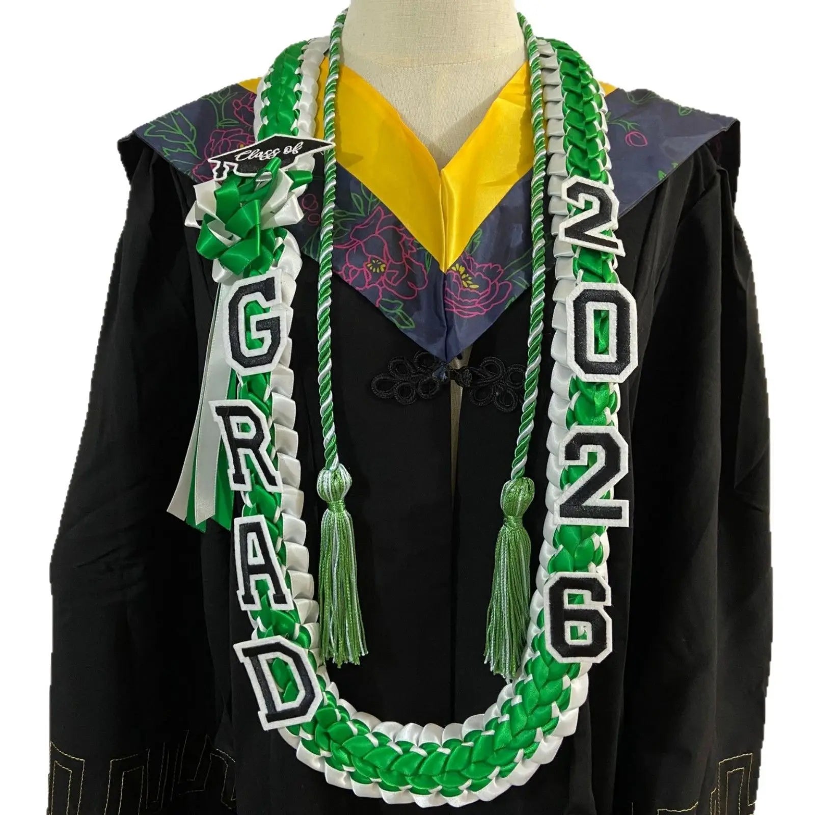Floral Graduation Sash & Stole – Elegant Graduation Gown Sash for College & University Ceremonies