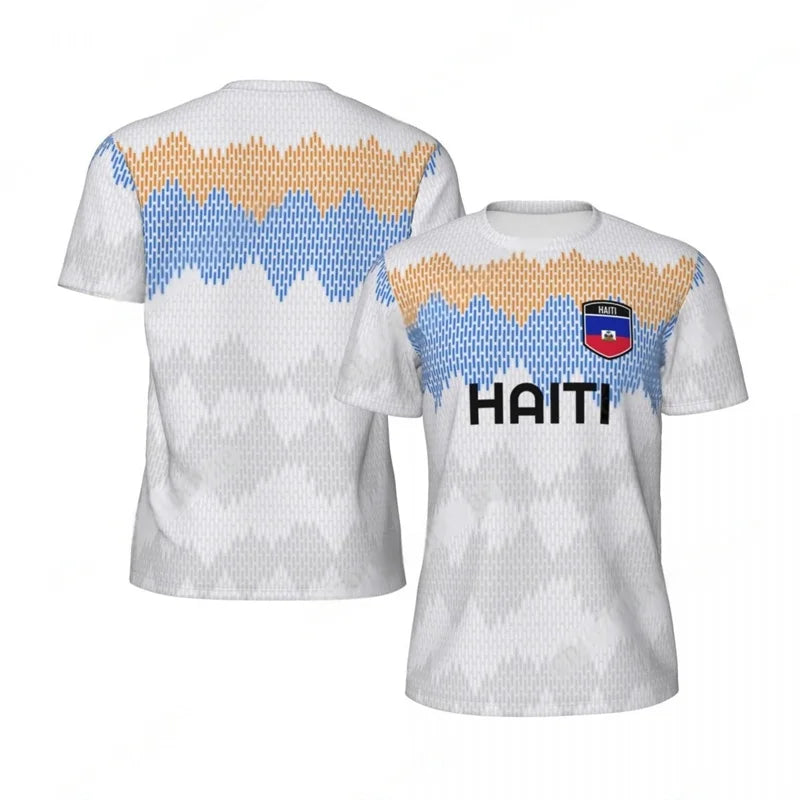Haiti Flag Football T-shirt Men 3D Printed T Shirt Boys Fashion O'neck Short Sleeve Soccer Tshirt Breathable Sports Loose Tees