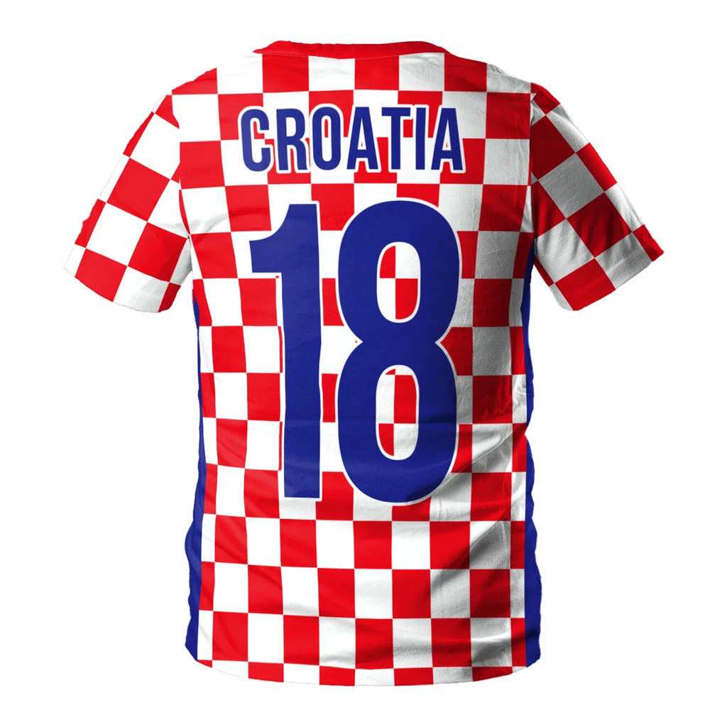 2026 Jersery Croatia T-Shirt for Men HR Flag Tee Shirts Fashion 18 Soccer Top Red White Grids Football Jerseys Unisex Clothing