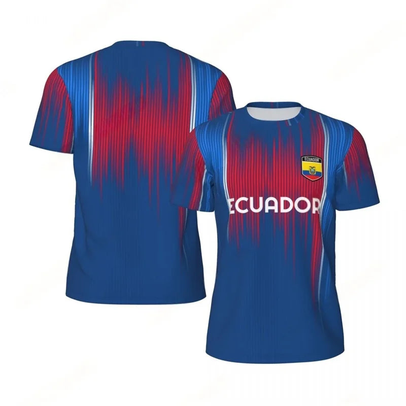 Ecuador Pattern Football T Shirt Men Summer Loose Soccer Running Short Sleeves Tops Tshirt Fashion Sports Football Jersey Tees