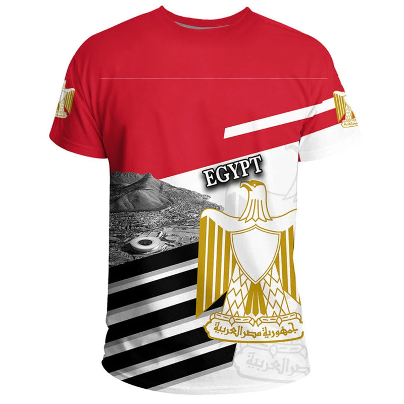 Egypt Flag Men's T-shirt 3D Printed Egyptian EG National Emblem Tops Short Sleeve O-Neck Oversized Sports Tee Shirts Clothing