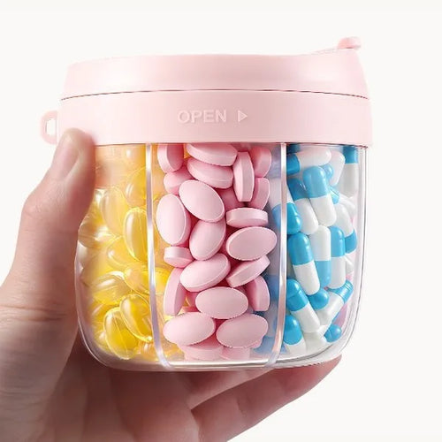 7 Compartment Pill Organizer with Anti Mix Design for Energy Boost Capsules and Vitamin Supplement Storage Box