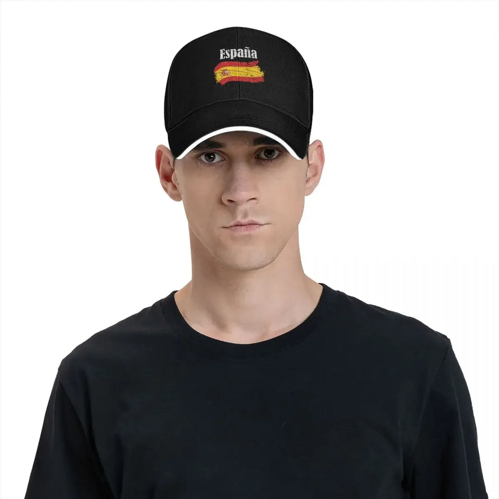 Espana Spanish Flag Vintage Graphic - Spain Lovers Tourists Souvenir Cool National Gift Baseball Cap Sun Cap Visor Mens Women's