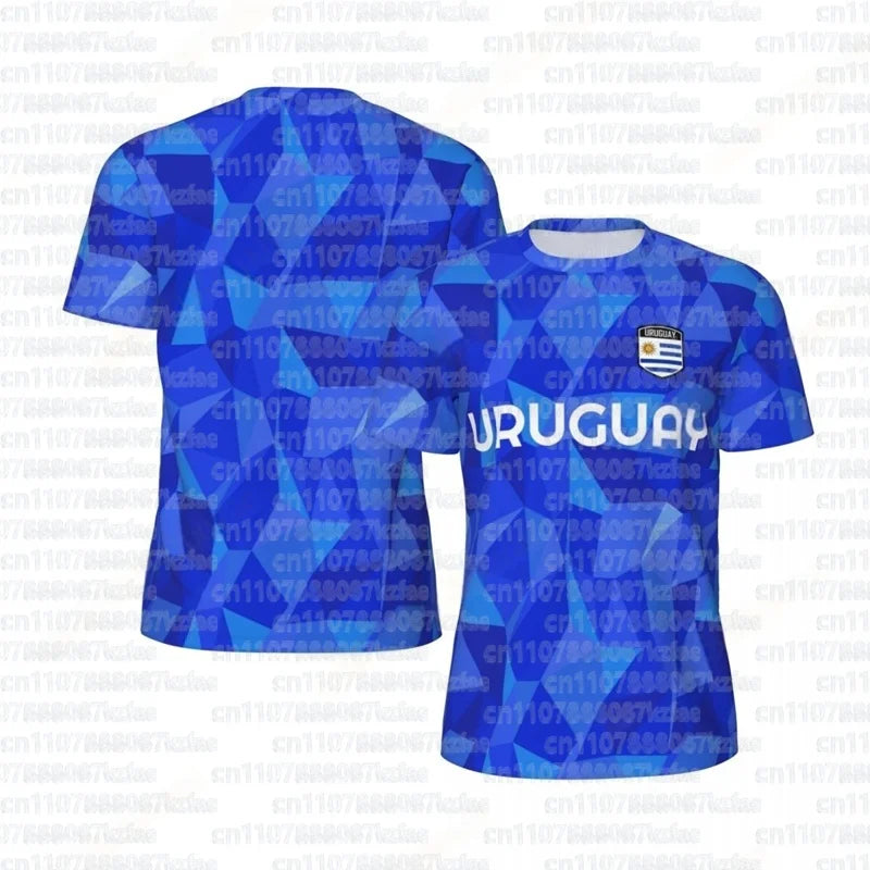 Fashion Uruguay Flag Graphic Football T Shirts Summer Trend 3D National Emblem Printed T-shirts Casual Oversized Sports Kids