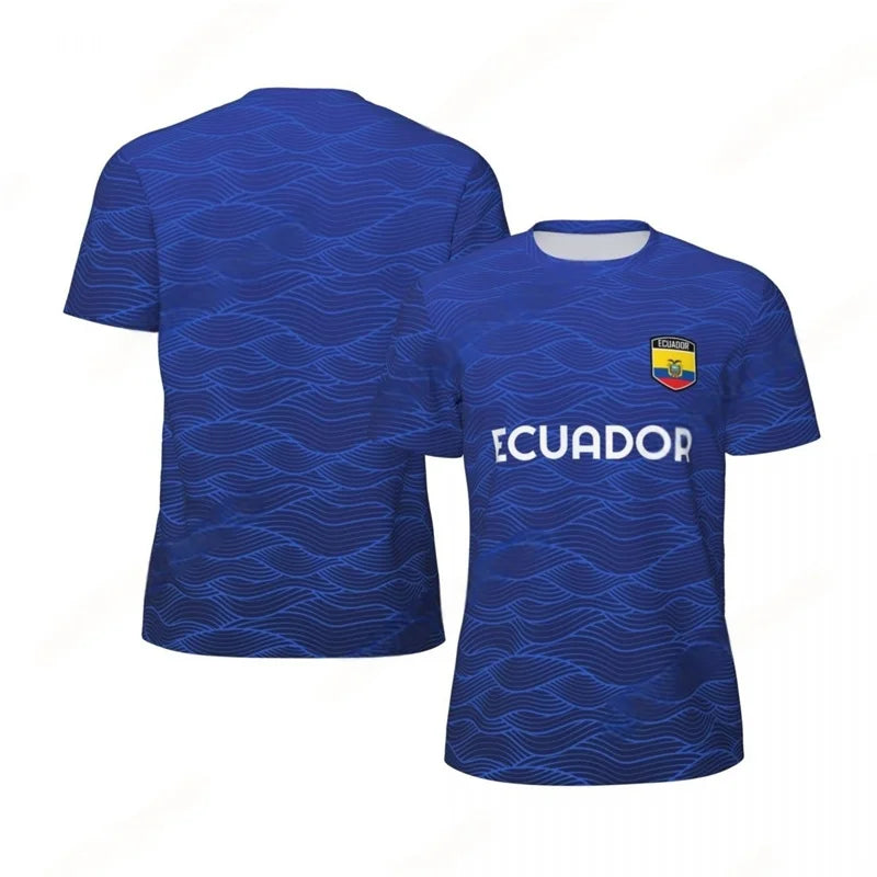 Ecuador Pattern Football T Shirt Men Summer Loose Soccer Running Short Sleeves Tops Tshirt Fashion Sports Football Jersey Tees