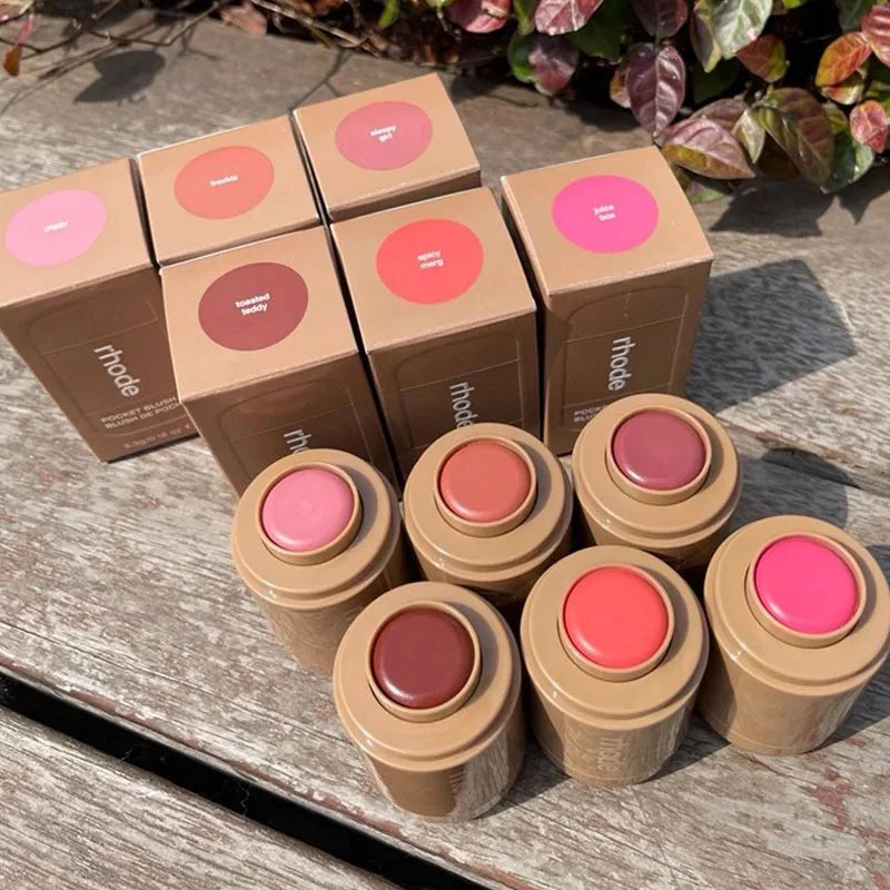 rhode pocket blush Inspired Cream Blush Stick & Lip Gloss Phone Case for iPhone 16 & 17 – SALTY TAN Raspberry Espresso Makeup INS Style