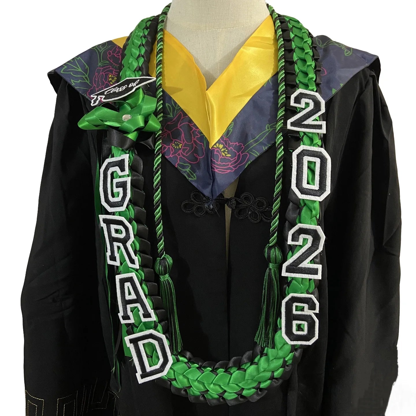 Floral Graduation Sash & Stole – Elegant Graduation Gown Sash for College & University Ceremonies
