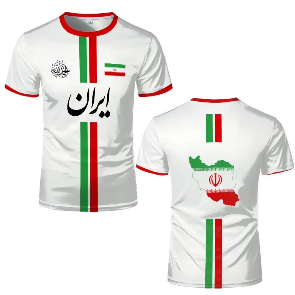 Iran Map T-Shirt Men Women Iranian Flag Persian Calligraphy Graphic Tee Football team uniform - Summer casual sports fashion