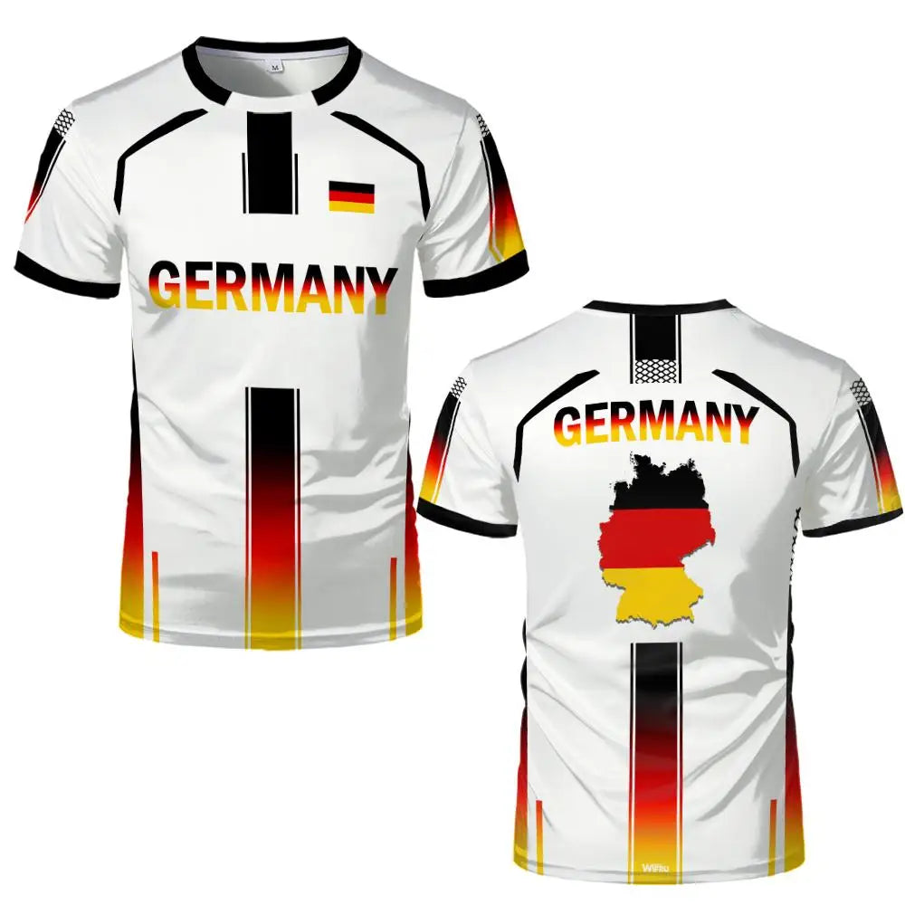 2026 New Germany Football Jersey Flag Print T-shirt Men Women Quick Dry Soccer Training Casual Streetwear Short Sleeve Sport Top