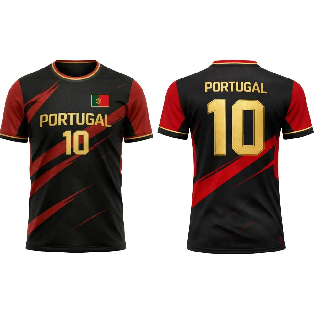 Portugal Flag Print T-shirt Summer Football Training Uniform Men's And Women's Outdoor Breathable Quick-Drying Jersey Gift Top