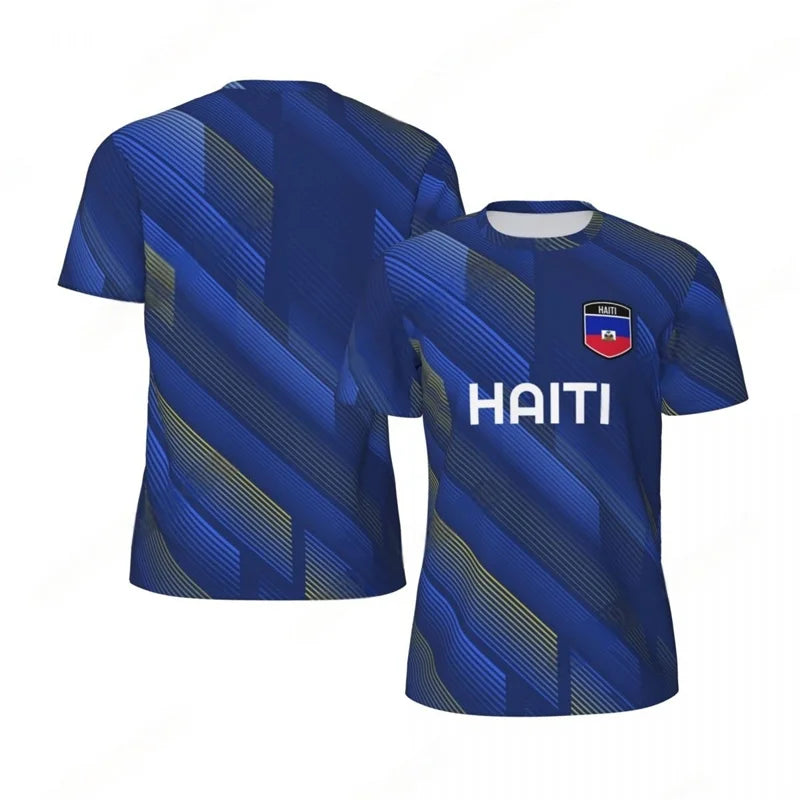 Haiti Flag Football T-shirt Men 3D Printed T Shirt Boys Fashion O'neck Short Sleeve Soccer Tshirt Breathable Sports Loose Tees