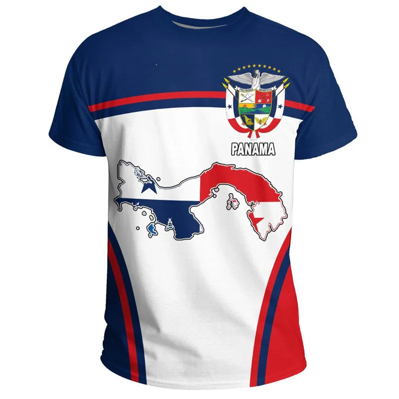Fashion Panama Flag Pattern T Shirt For Men Sports Gym T-shirt Tops Summer Street 3D Printed Short Sleeves Casual Loose Tees