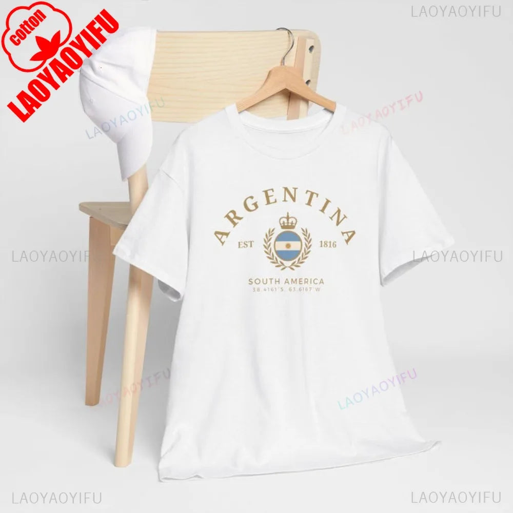 Camisa da Argentina Camiseta Estilo Vintage da Argentina Blusas da América Latina Moletom Estilo Vintage Feminino Blusas de Algodão de Alta Qualidade