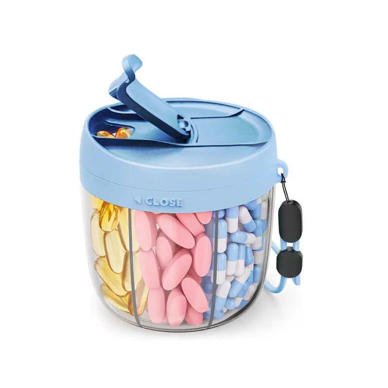 7 Compartment Pill Organizer with Anti Mix Design for Energy Boost Capsules and Vitamin Supplement Storage Box