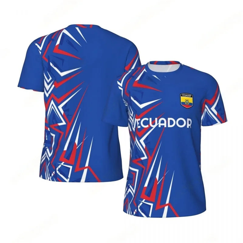 Ecuador Pattern Football T Shirt Men Summer Loose Soccer Running Short Sleeves Tops Tshirt Fashion Sports Football Jersey Tees