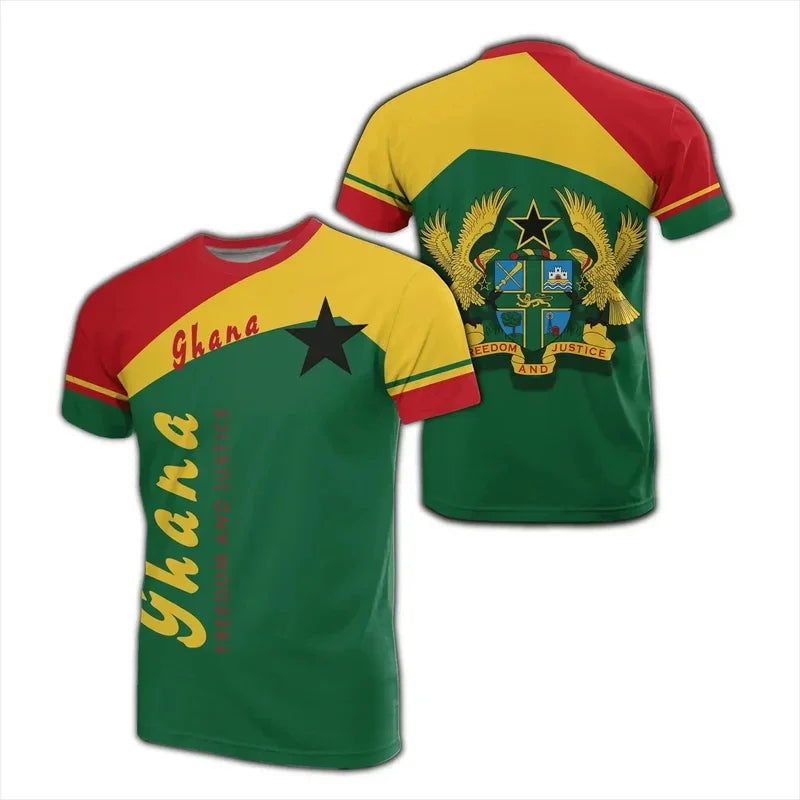 2026 Ghana Flag Pattern T-shirt Fashion Ghana Emblem Printed Parent Child T-shirt Daily Dashiki Gym Sportswear Top Clothing