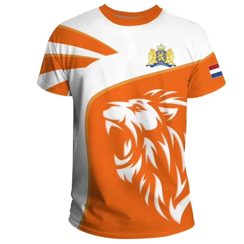 Team Shirt 2024 Football Jersey Netherlands Flag T Shirt Men 3D Printing Dutch T-Shirt Jersey Soccer Germany