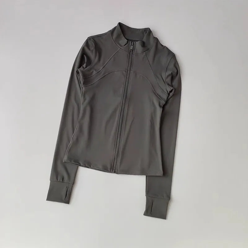 Women’s Sports Jacket Long Sleeve Quick Dry Gym Jacket Fitness Workout Running Training Zip Up Sportswear Coat