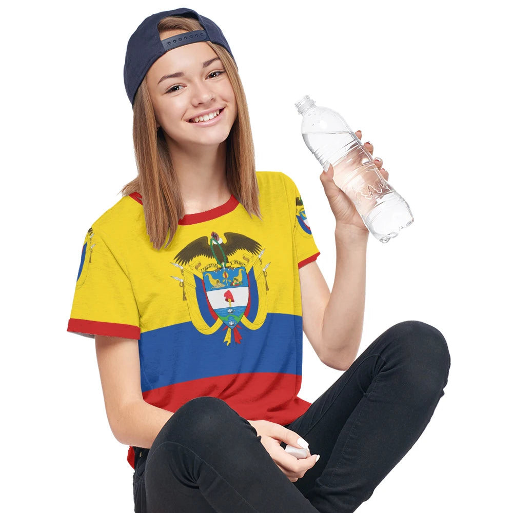 Colombia Flag Mens T Shirt Printed Colombian National Emblem Football T-shirts Round Neck 2024 Summer Casual Short-sleeved Tops