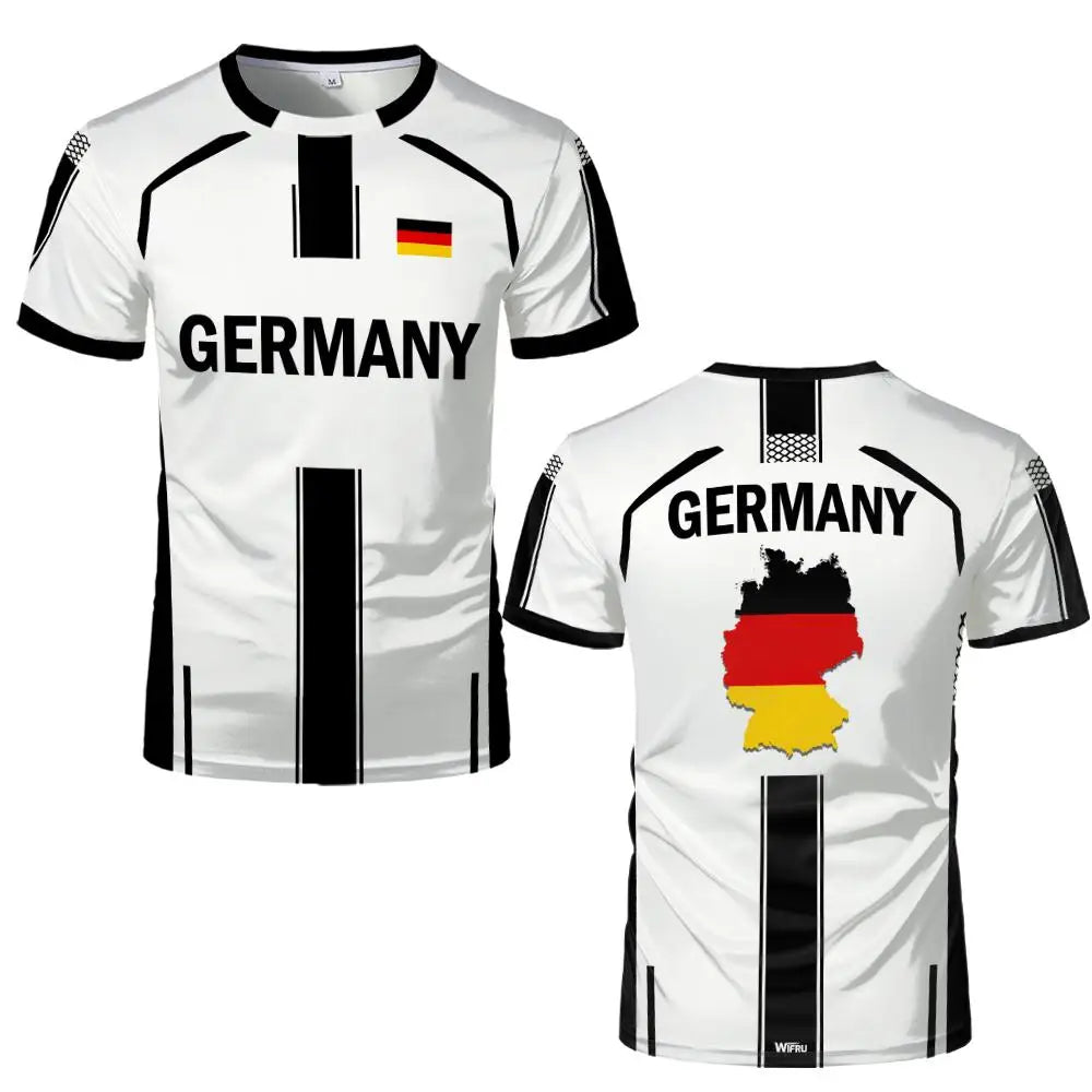 2026 New Germany Football Jersey Flag Print T-shirt Men Women Quick Dry Soccer Training Casual Streetwear Short Sleeve Sport Top