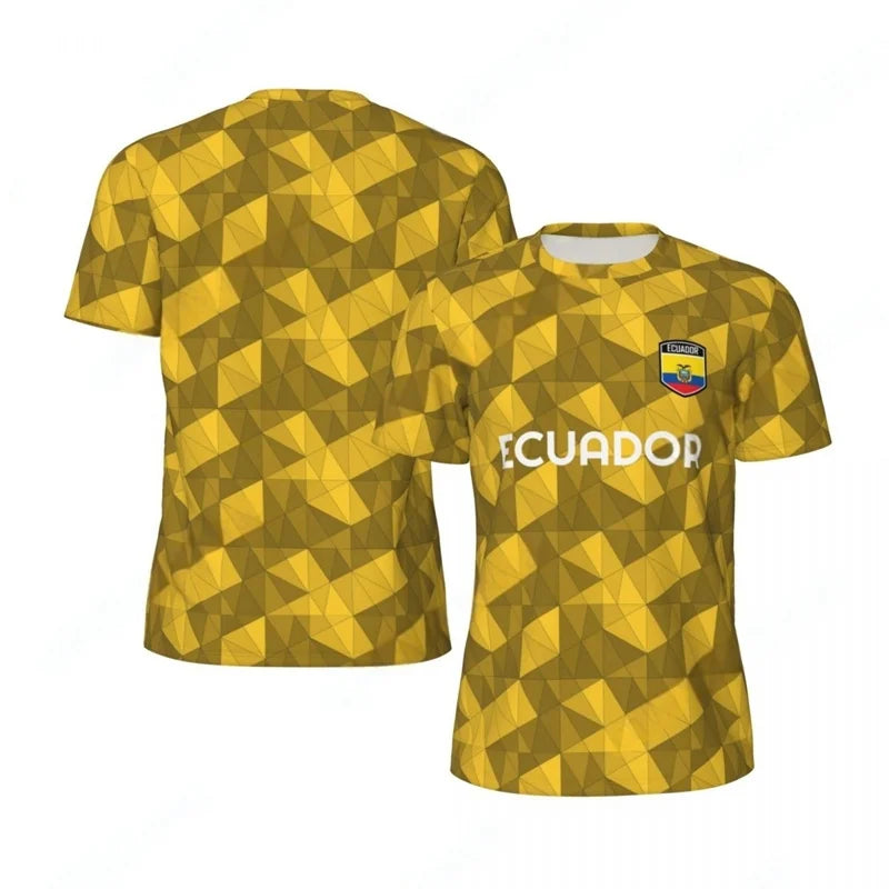Ecuador Pattern Football T Shirt Men Summer Loose Soccer Running Short Sleeves Tops Tshirt Fashion Sports Football Jersey Tees