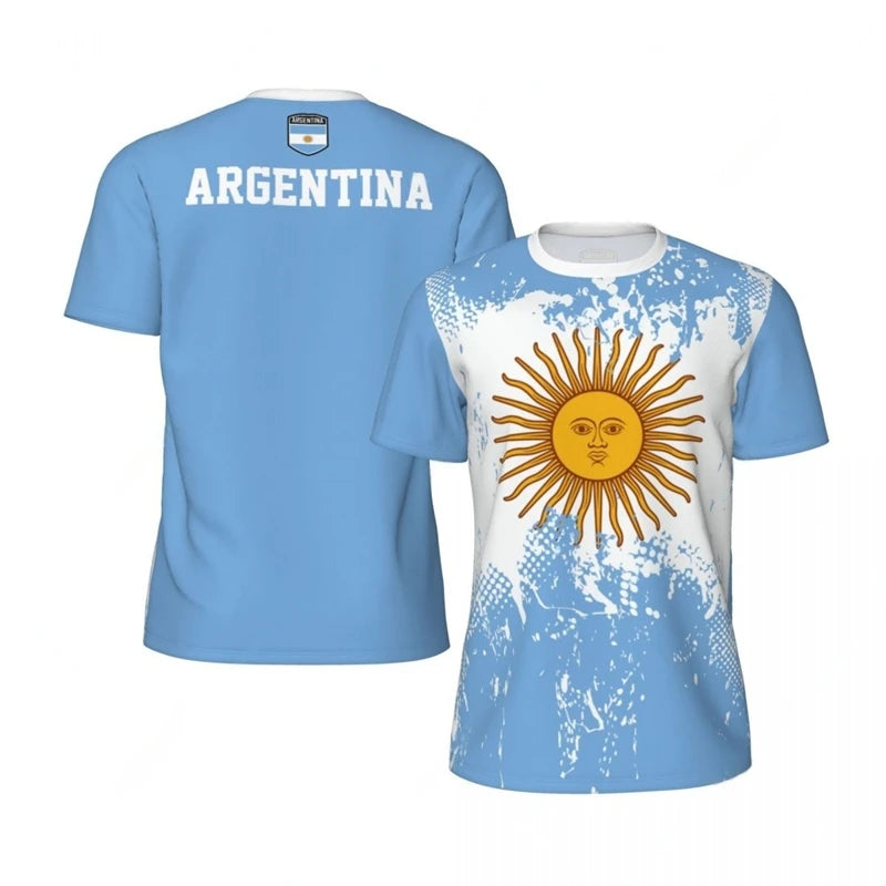 Camisa de Futebol Masculina com Gráfico da Bandeira da Argentina Moda Emblema Nacional Estampa 3D Camiseta Esportiva Casual Oversized Respirável