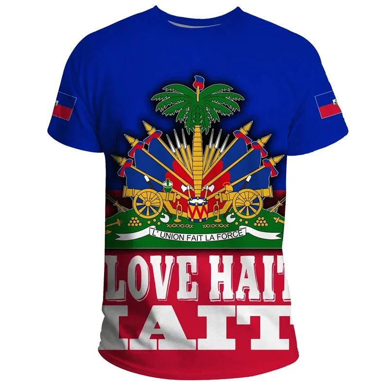 HAITI Flag 3D Print Sports Quick-dry Breathable Men T-shirt Outdoor Football Jersey Team Short-sleeve Parent-child Top Clothes