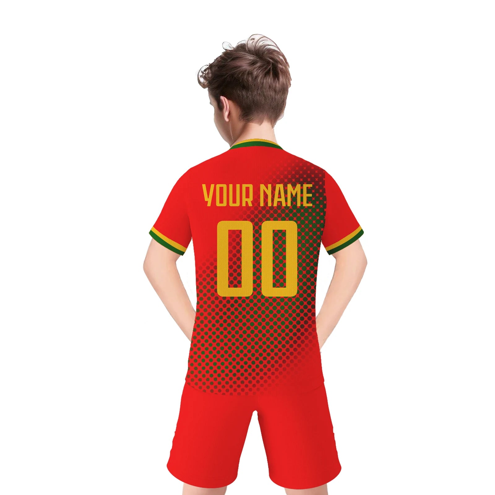 Portugal Custom Soccer Jersey Shorts Kit National Team Kids Football Shirt Personalized Name Number Uniform for Boys Girls Fans