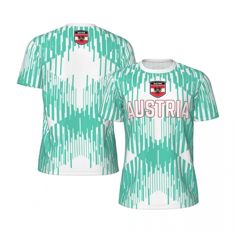Austria Football Jersey for Men – Austria Soccer Jersey Style | 3D Printed Austria Jersey Quick-Dry Breathable Summer Tee (Austria World Cup Inspired)