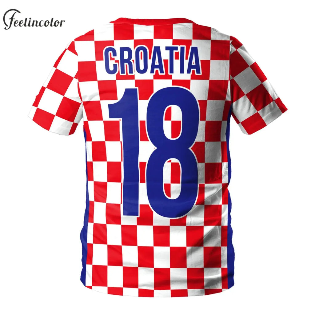 2026 Jersery Croatia T-Shirt for Men HR Flag Tee Shirts Fashion 18 Soccer Top Red White Grids Football Jerseys Unisex Clothing