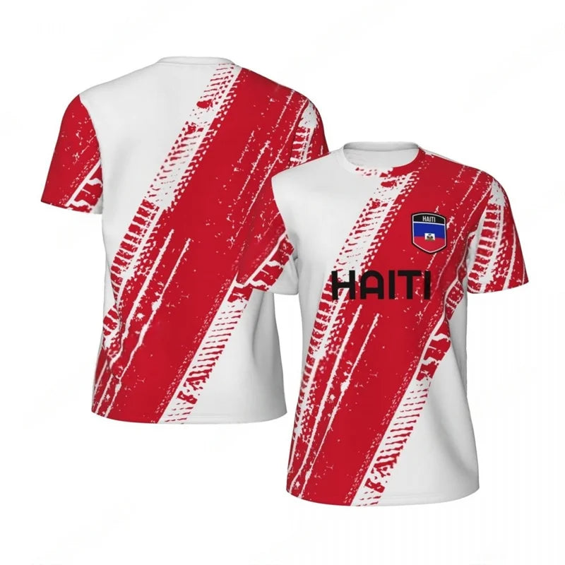 Haiti Flag Football T-shirt Men 3D Printed T Shirt Boys Fashion O'neck Short Sleeve Soccer Tshirt Breathable Sports Loose Tees
