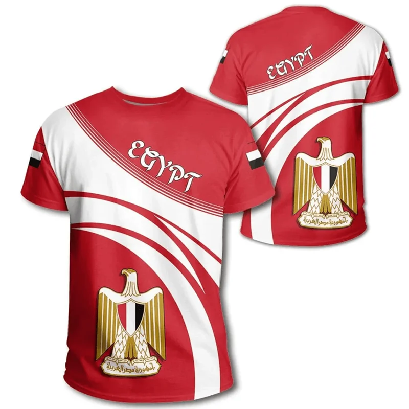 Egypt Flag Men's T-shirt 3D Printed Egyptian EG National Emblem Tops Short Sleeve O-Neck Oversized Sports Tee Shirts Clothing