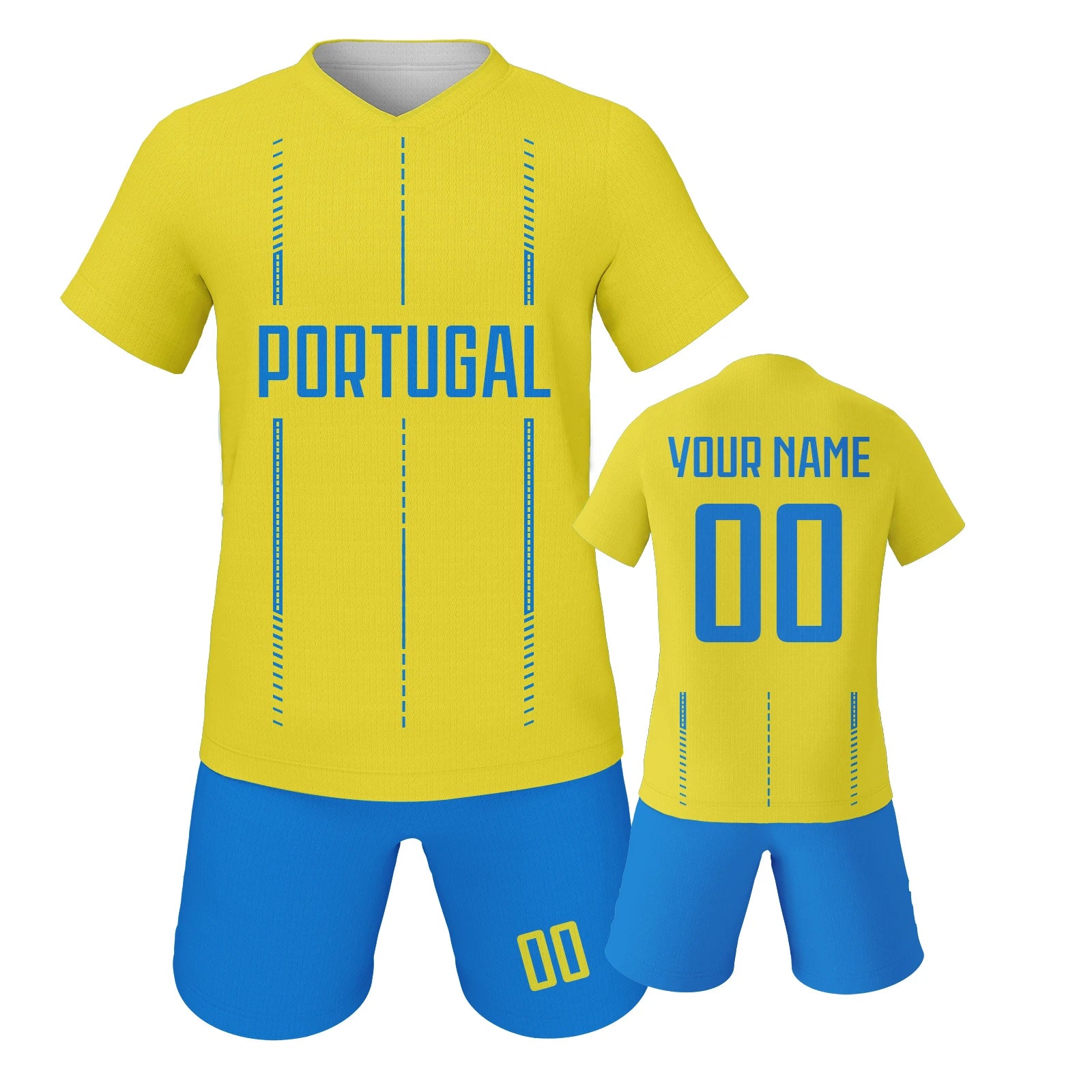 Portugal Custom Soccer Jersey Shorts Kit National Team Kids Football Shirt Personalized Name Number Uniform for Boys Girls Fans