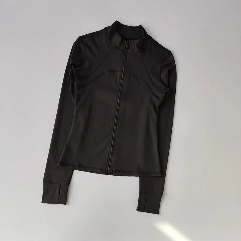 Women’s Sports Jacket Long Sleeve Quick Dry Gym Jacket Fitness Workout Running Training Zip Up Sportswear Coat
