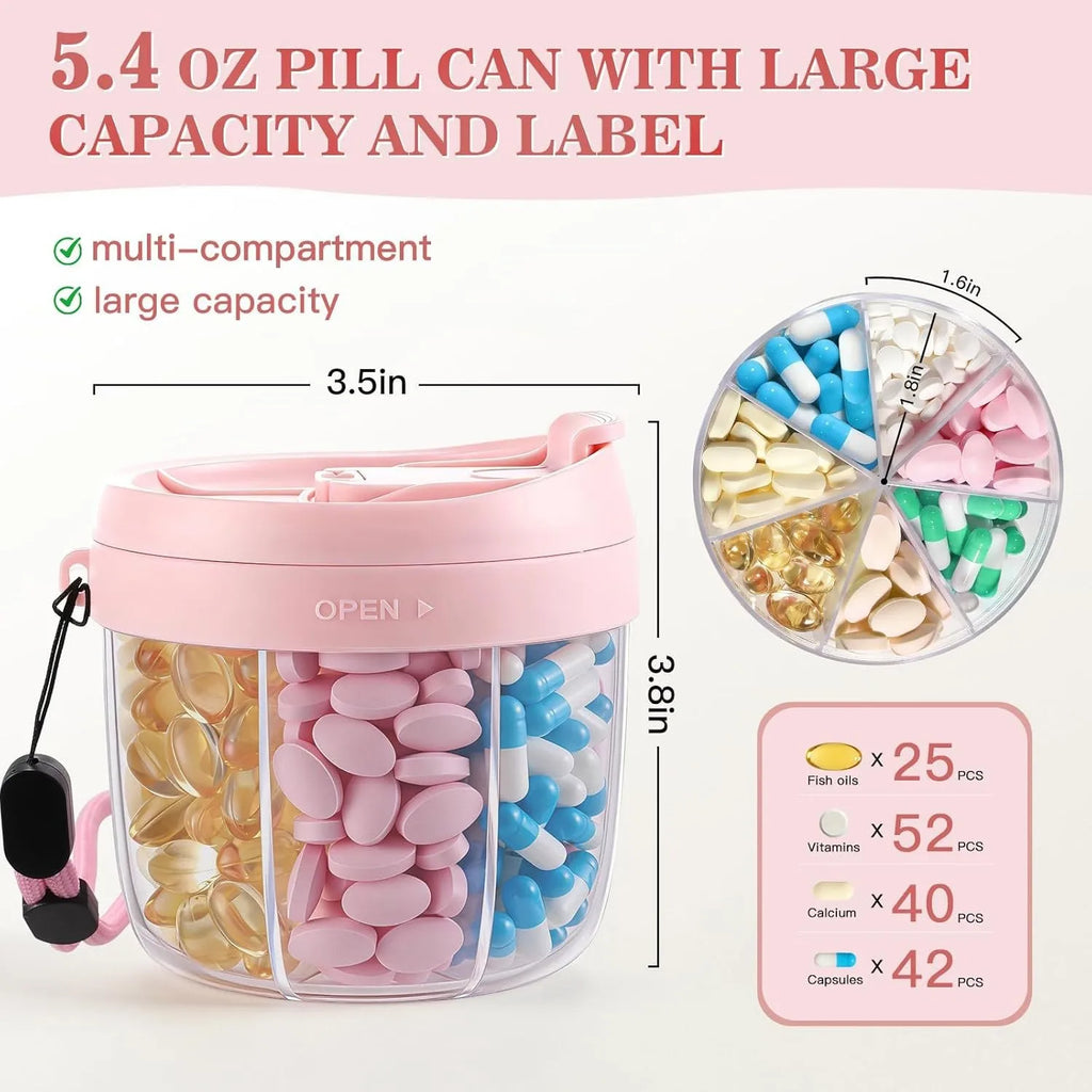 7 Compartment Pill Organizer with Anti Mix Design for Energy Boost Capsules and Vitamin Supplement Storage Box