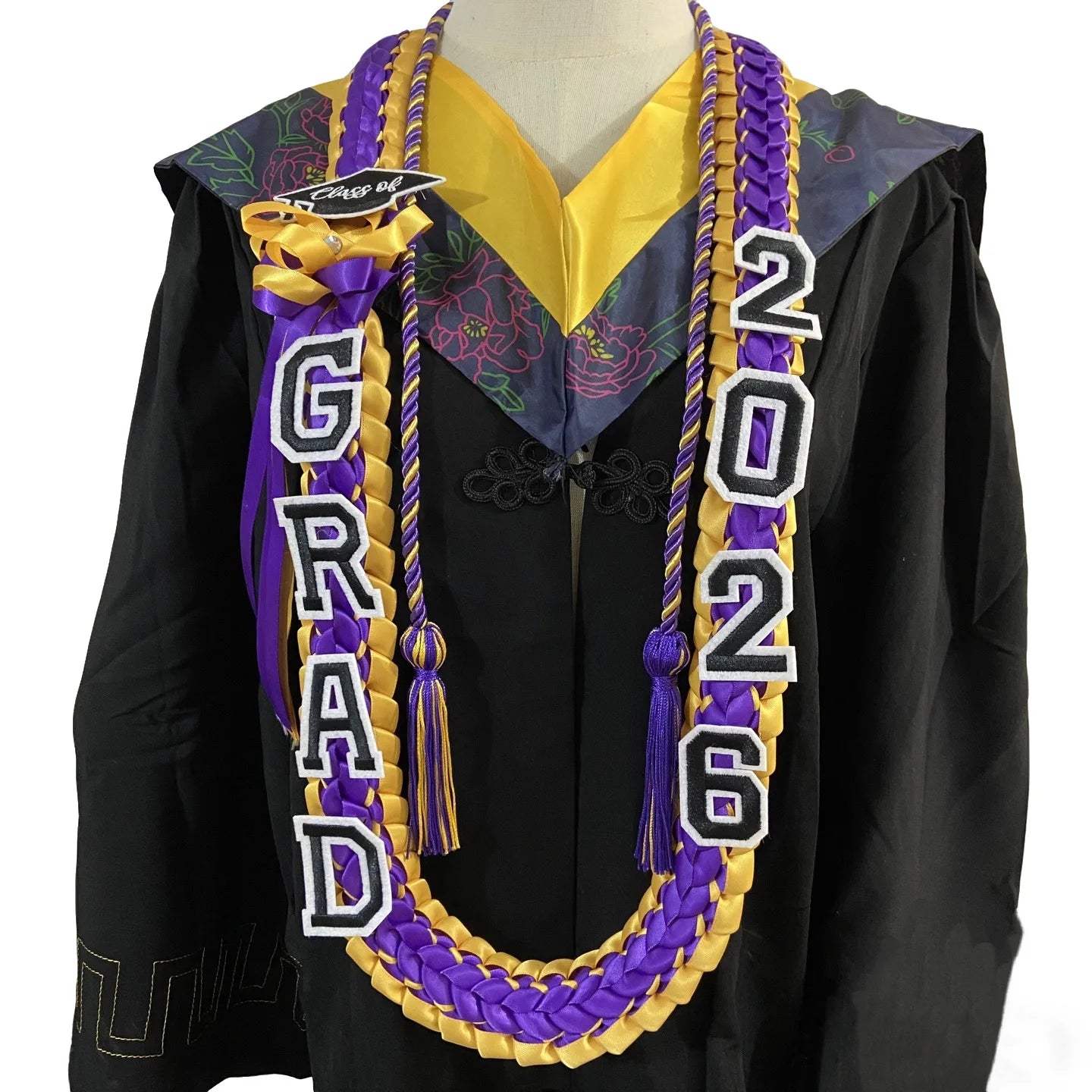 Floral Graduation Sash & Stole – Elegant Graduation Gown Sash for College & University Ceremonies