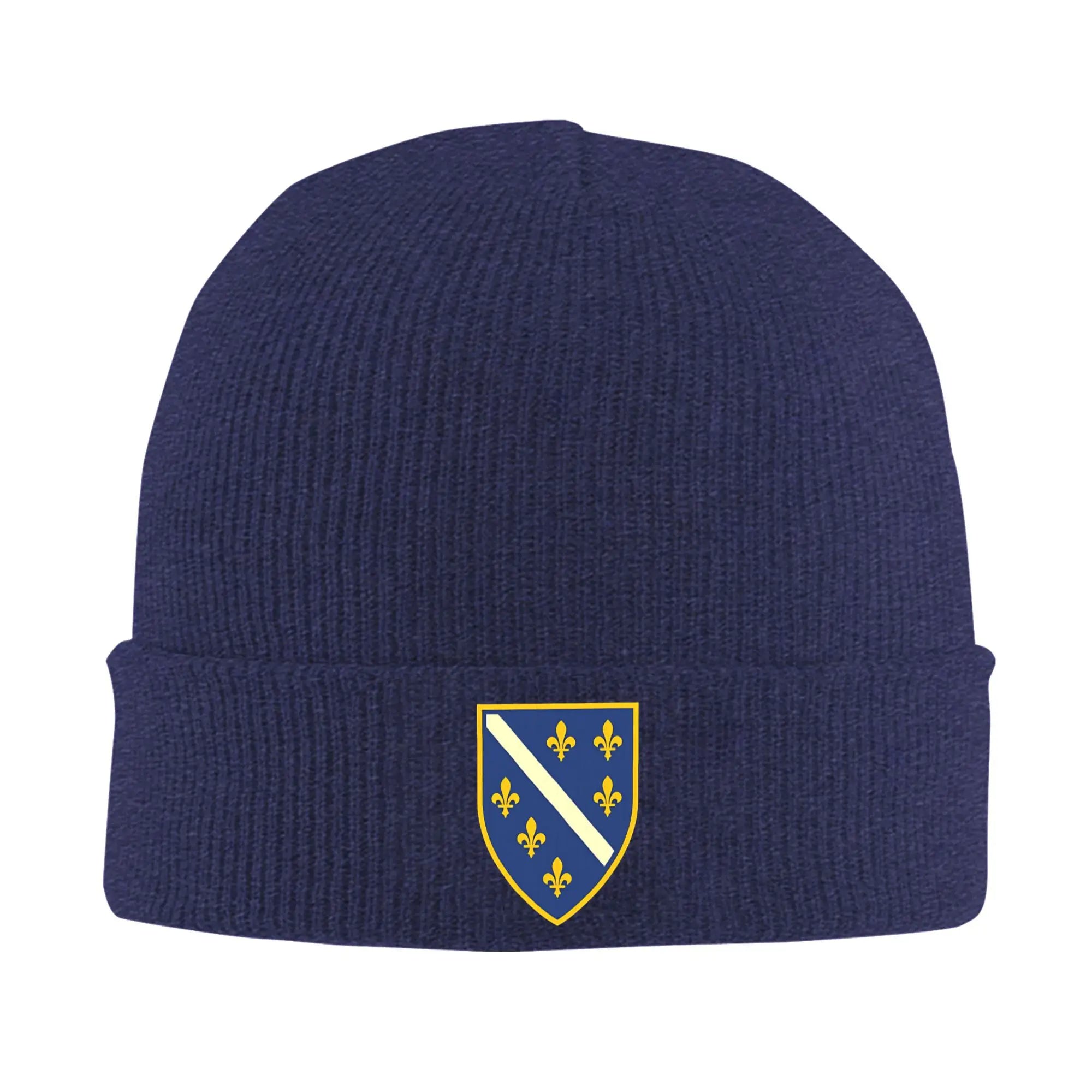 Bosnia and Herzegovina Arms Beanie Hat – Unisex Vintage Knit Cap | Warm Soft Bonnet | Kpop Style Autumn Winter Hat with Bosnia Flag Design