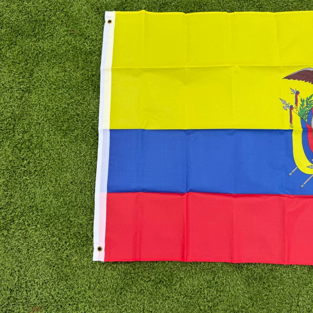 Ecuador Flag 150x90cm 3x5 FT Ecuadorian National Flag with Coat of Arms Polyester Double Stitched Outdoor Indoor Decoration