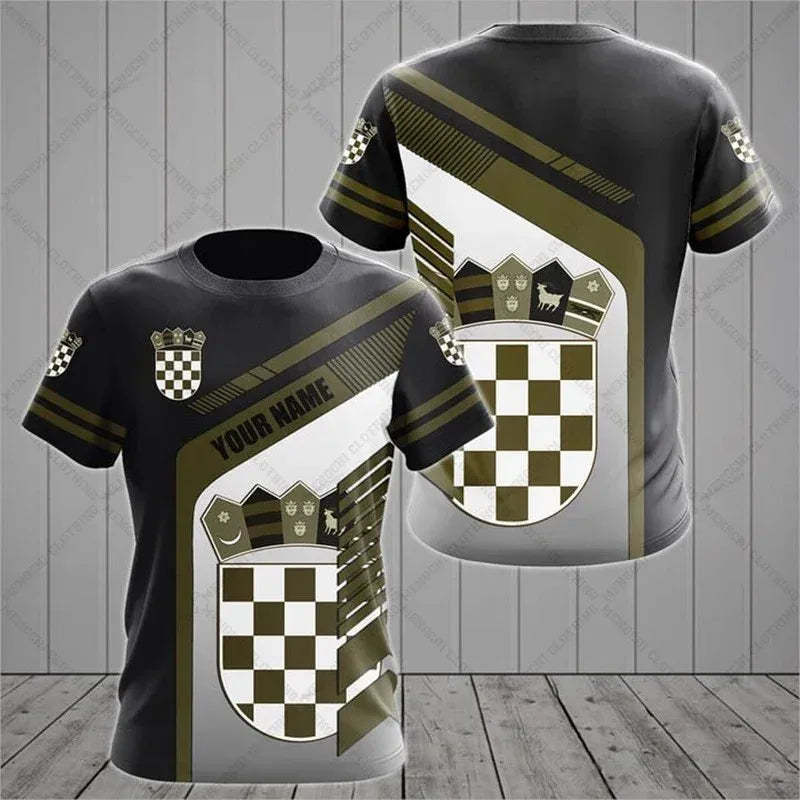 Croatia National Emblem Printing Cool Flag Fashion New Casual Men's And Women's Round Neck Short Sleeve Oversized Sports T-shirt