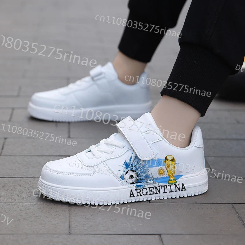Argentina 2026 Football Sports Shoes for Kids – Boys & Girls Lightweight Breathable Walking Sneakers | Soft Sole Casual Athletic Running Shoes