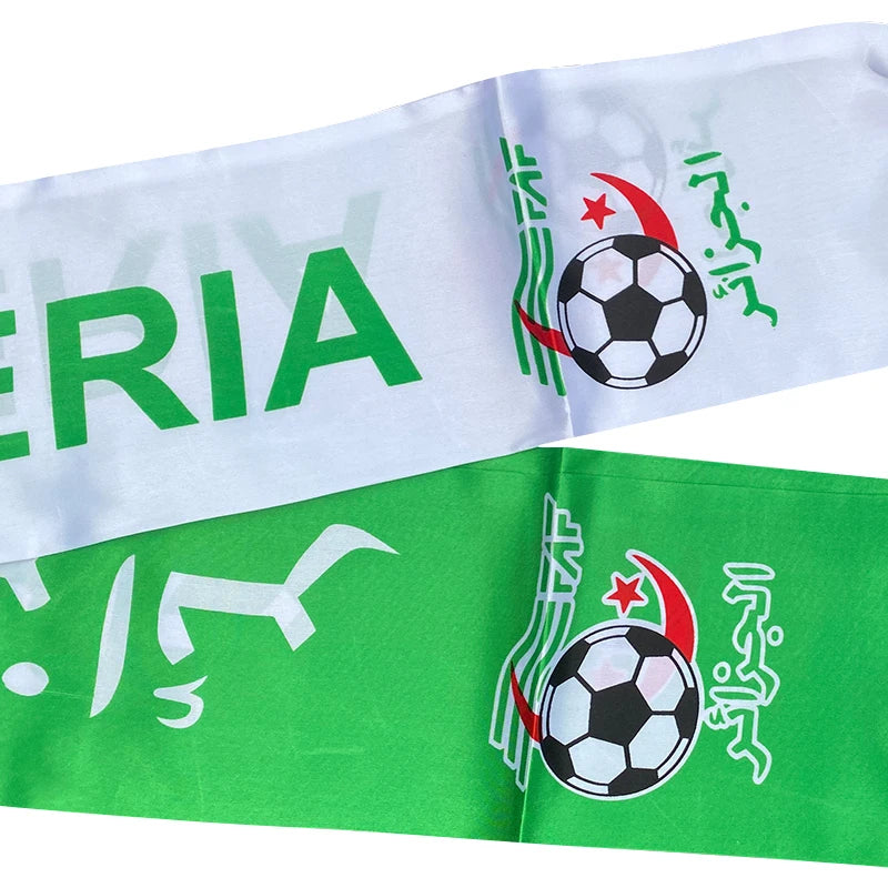 Algeria Flag Football Scarf – Satin Supporter Scarf (14×130cm)