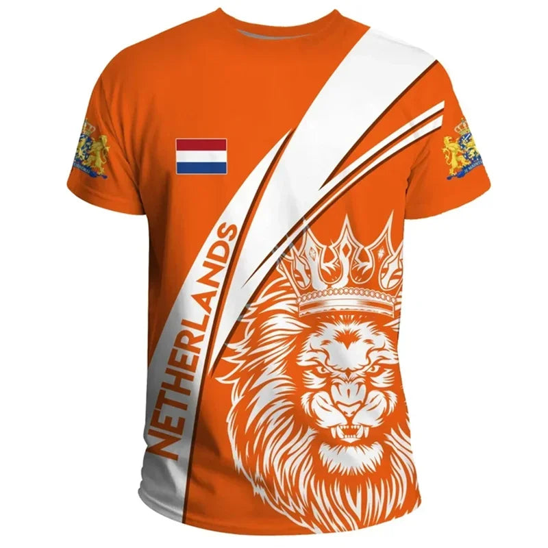 Team Shirt 2024 Football Jersey Netherlands Flag T Shirt Men 3D Printing Dutch T-Shirt Jersey Soccer Germany