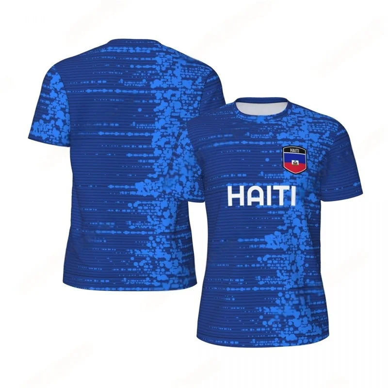 Haiti Flag Football T-shirt Men 3D Printed T Shirt Boys Fashion O'neck Short Sleeve Soccer Tshirt Breathable Sports Loose Tees