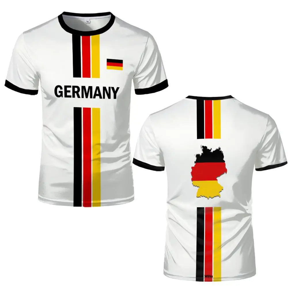 2026 New Germany Football Jersey Flag Print T-shirt Men Women Quick Dry Soccer Training Casual Streetwear Short Sleeve Sport Top